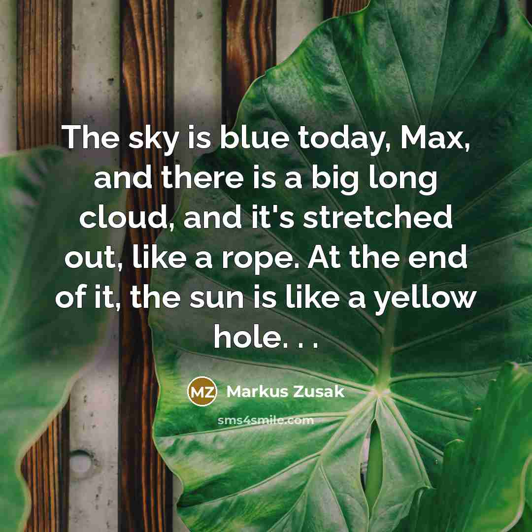 “The sky is blue today, Max, and there is a…” quote by Markus Zusak