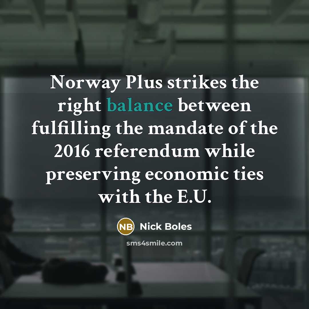 “Norway Plus strikes the right balance between fulfilling the mandate…” quote by Nick Boles