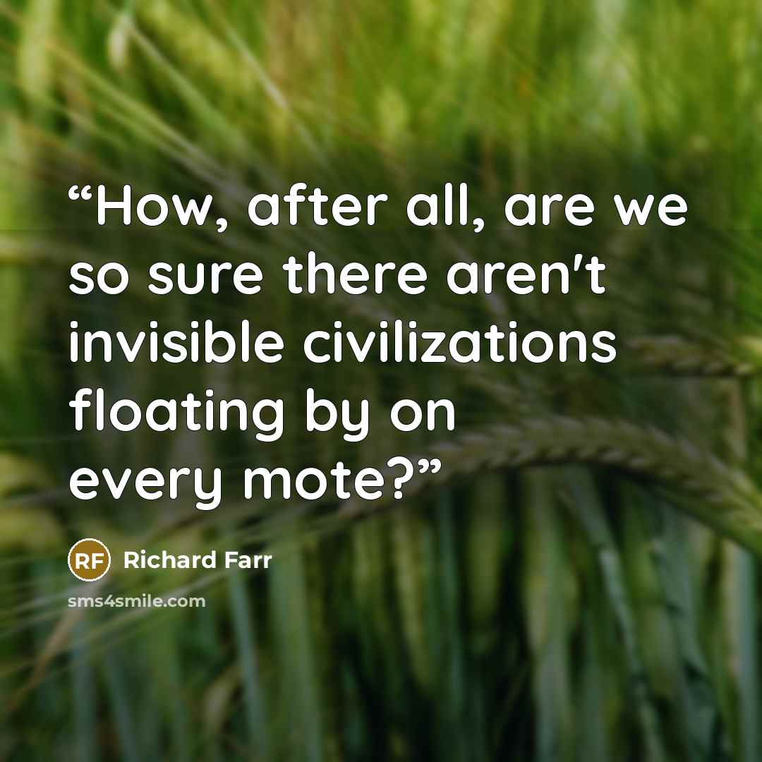 “How, after all, are we so sure there aren't invisible civilizations floating by on every mote?” quote by Richard Farr
