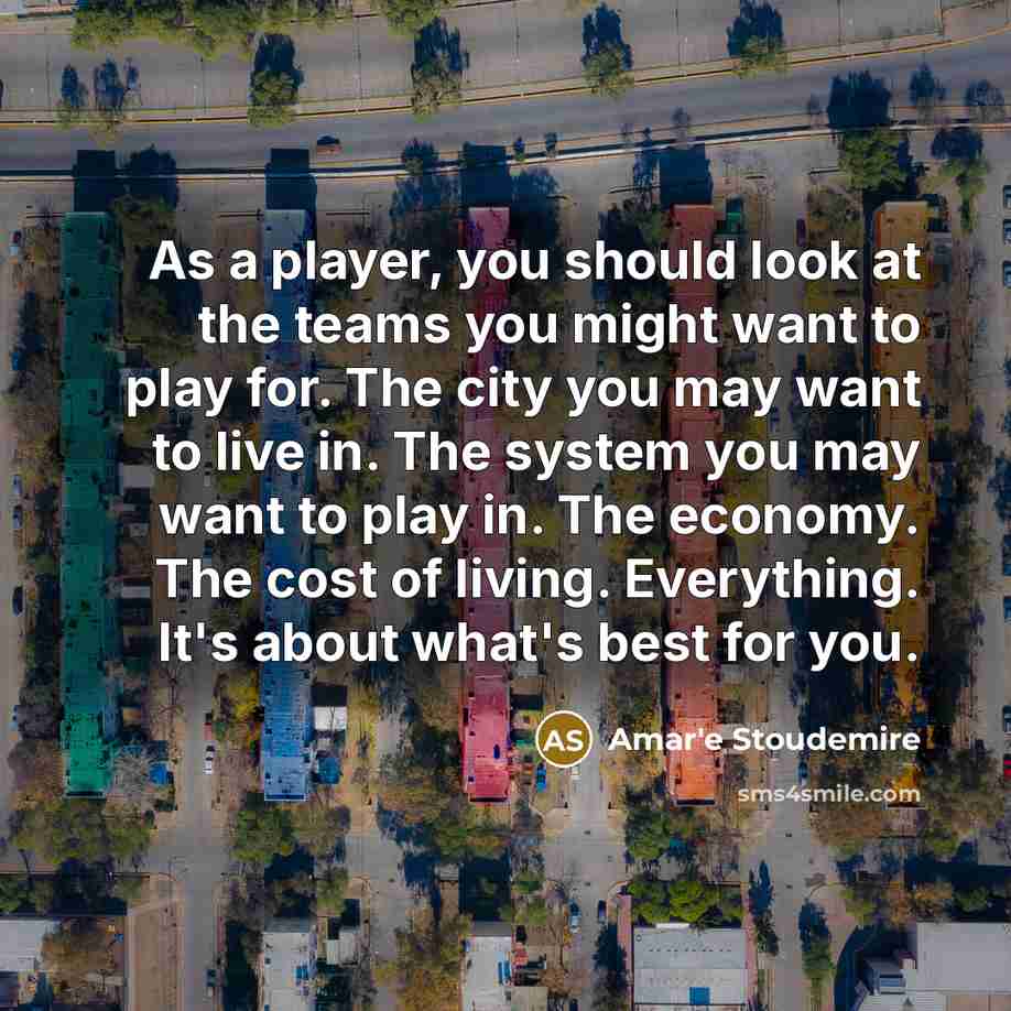 “As a player, you should look at the teams you…” quote by Amar'e Stoudemire