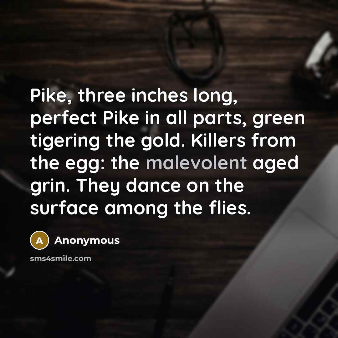 “Pike, three inches long, perfect Pike in all parts, green…” quote by Anonymous
