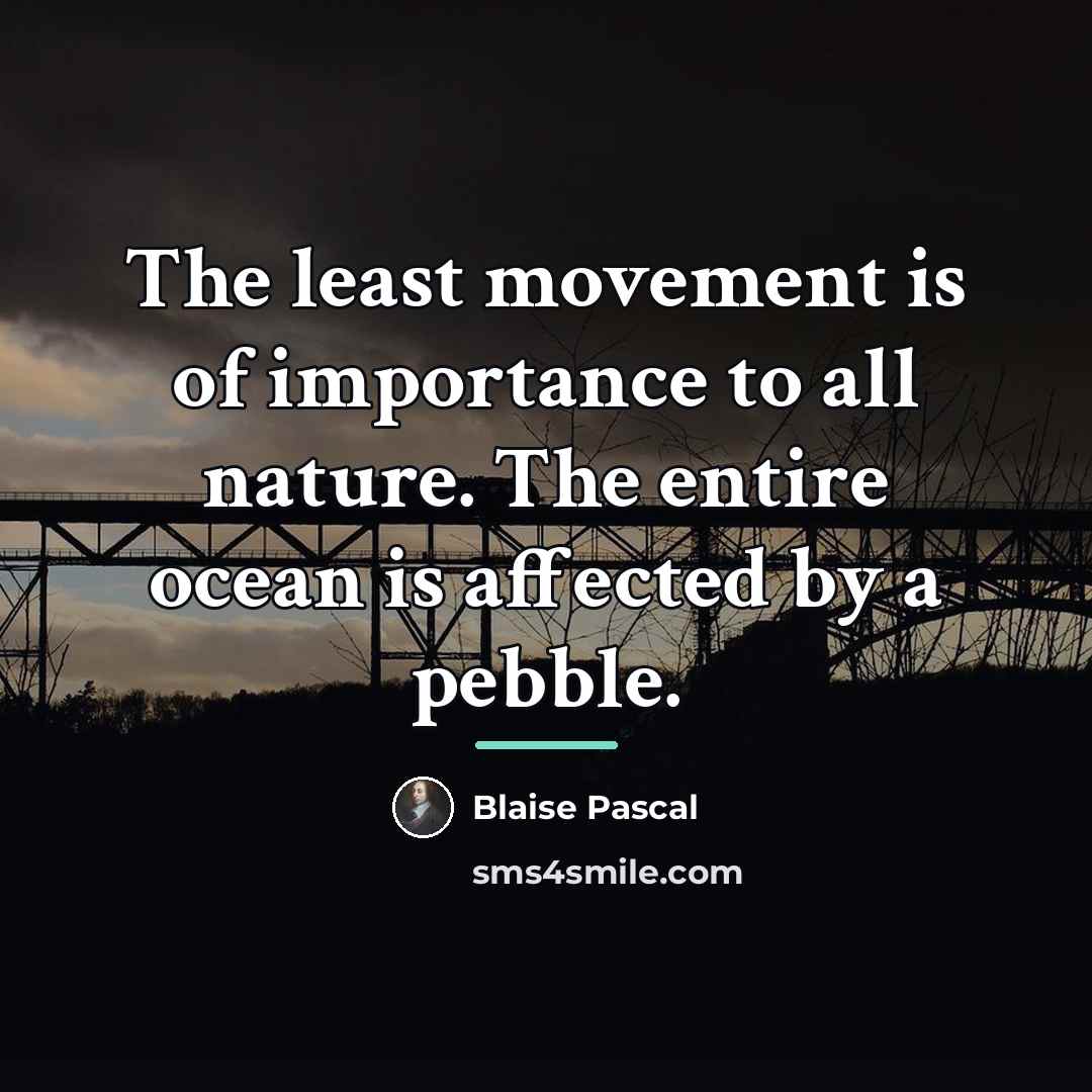 “The least movement is of importance to all nature. The…” quote by Blaise Pascal