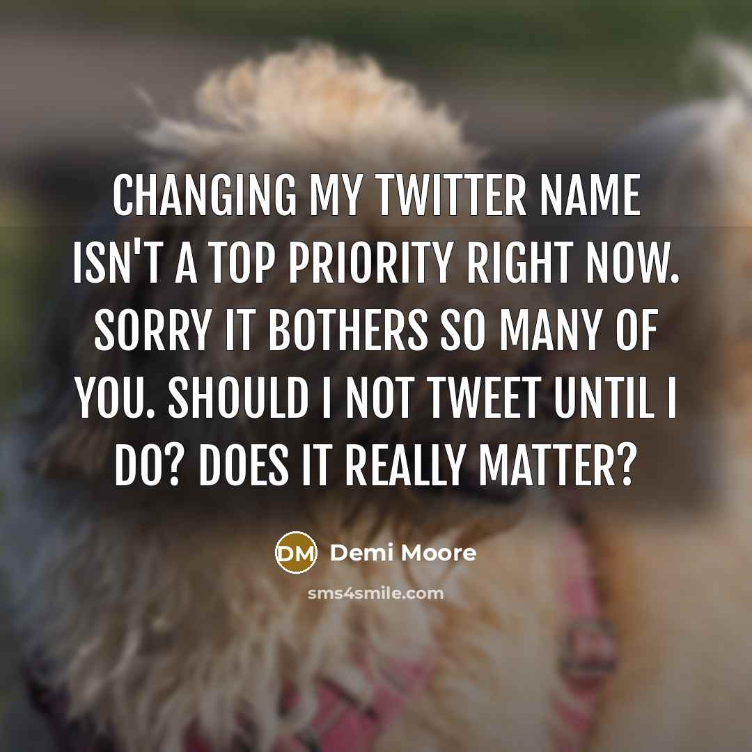 “Changing my Twitter name isn't a top priority right now.…” quote by Demi Moore