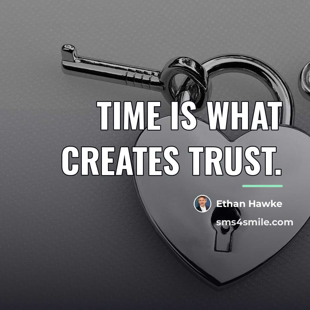 “Time is what creates trust.…” quote by Ethan Hawke