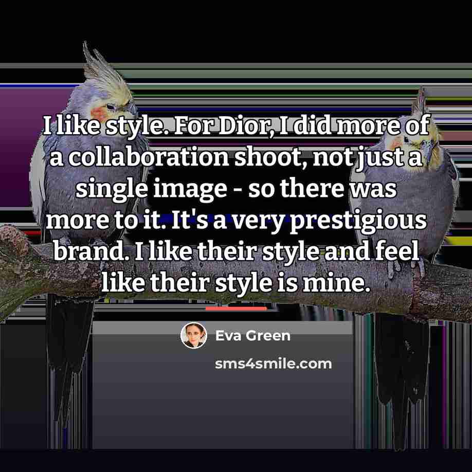 “I like style. For Dior, I did more of a…” quote by Eva Green