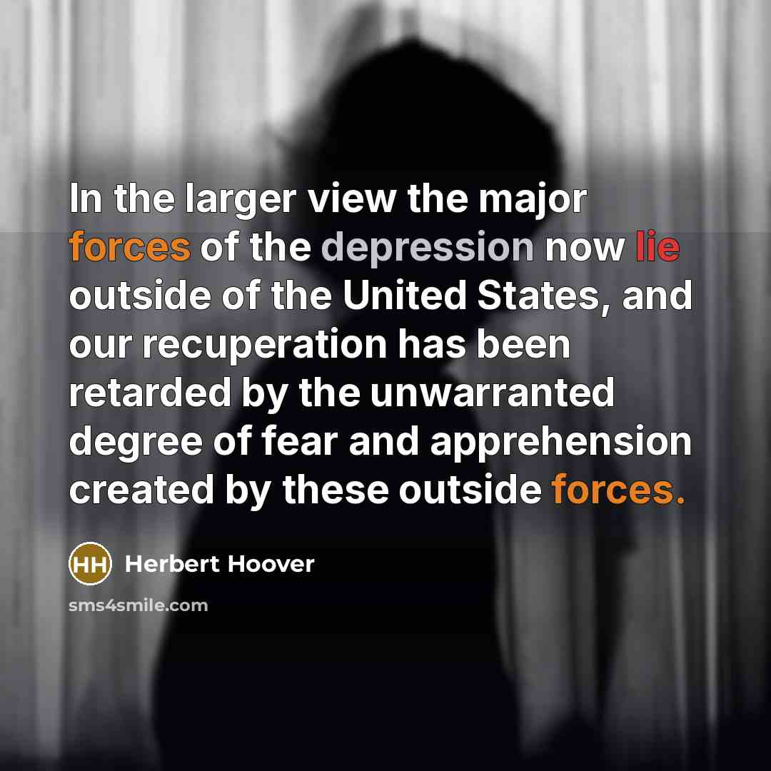 “In the larger view the major forces of the depression…” quote by Herbert Hoover