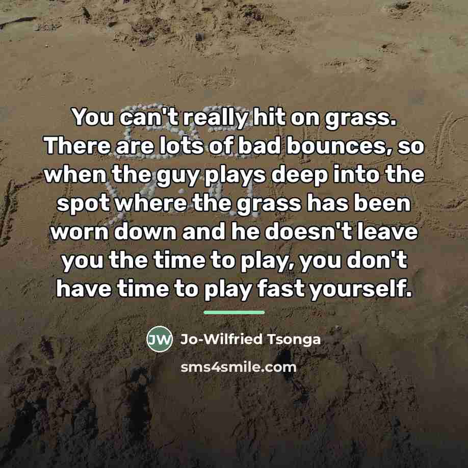 “You can't really hit on grass. There are lots of…” quote by Jo-Wilfried Tsonga
