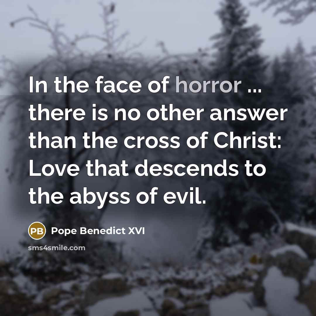 “In the face of horror ... there is no other…” quote by Pope Benedict XVI