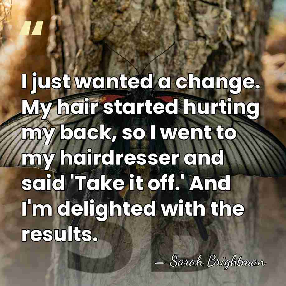I just wanted a change. My hair started hurting my back, so&hellip; - Sarah Brightman