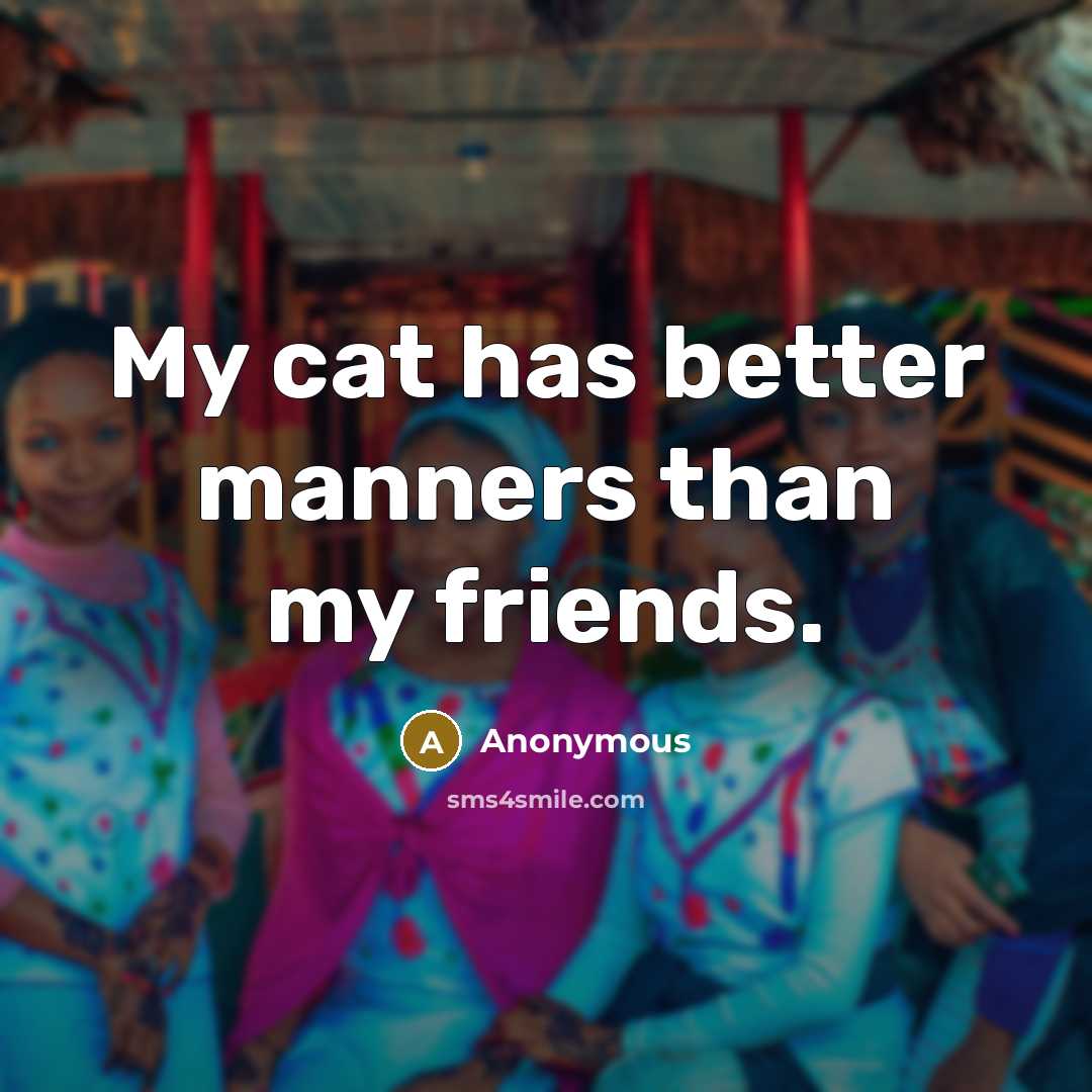 “My cat has better manners than my friends.…” quote by Anonymous