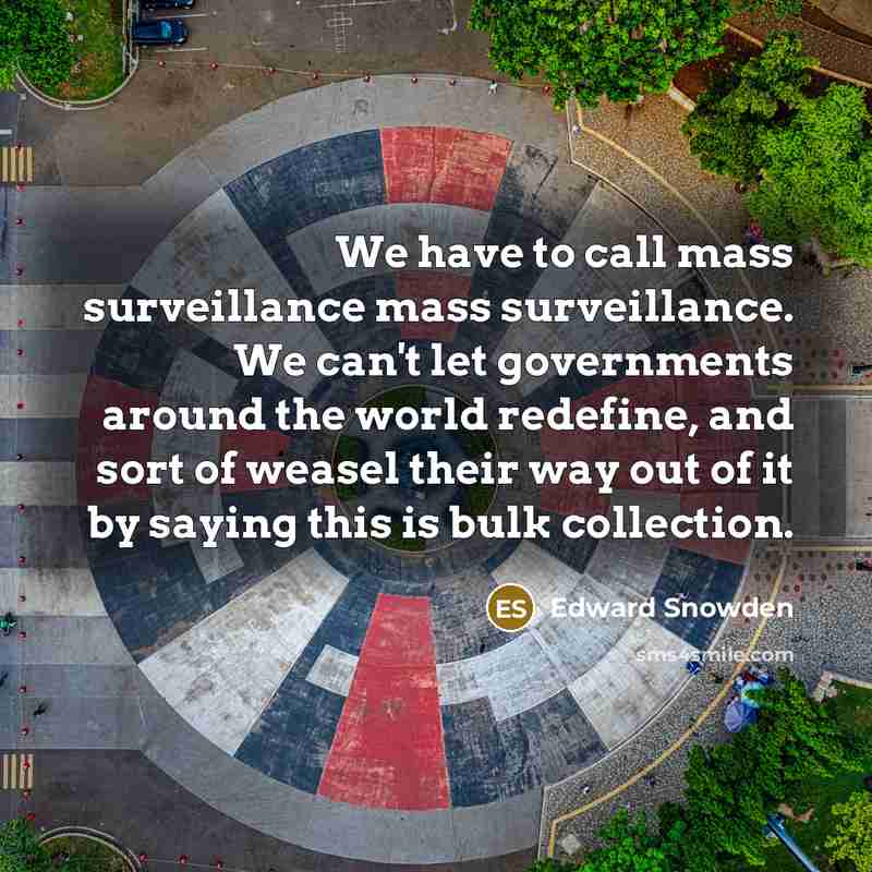 “We have to call mass surveillance mass surveillance. We can't…” quote by Edward Snowden