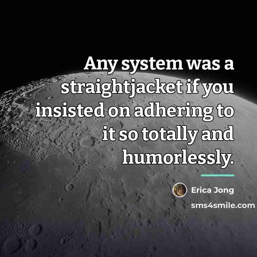 “Any system was a straightjacket if you insisted on adhering…” quote by Erica Jong