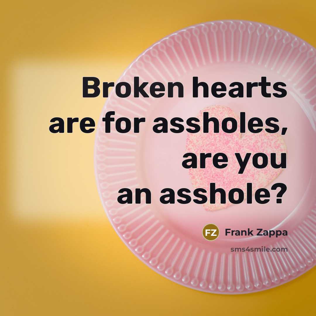 “Broken hearts are for assholes, are you an asshole?…” quote by Frank Zappa