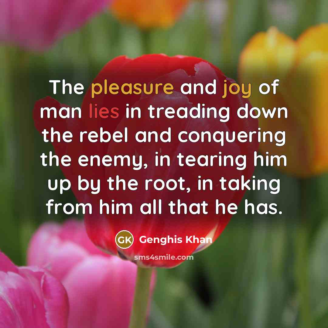 “The pleasure and joy of man lies in treading down…” quote by Genghis Khan