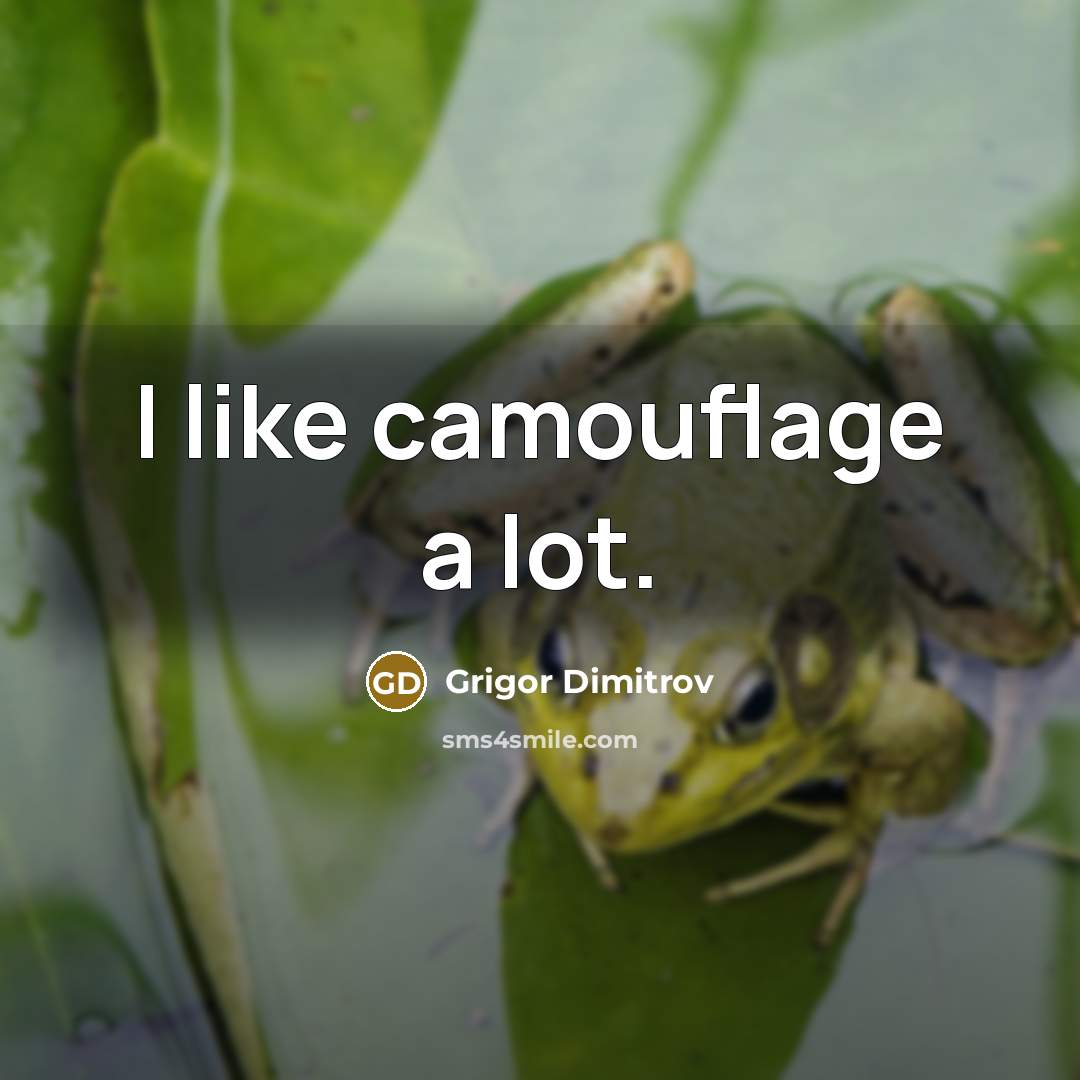 “I like camouflage a lot.…” quote by Grigor Dimitrov