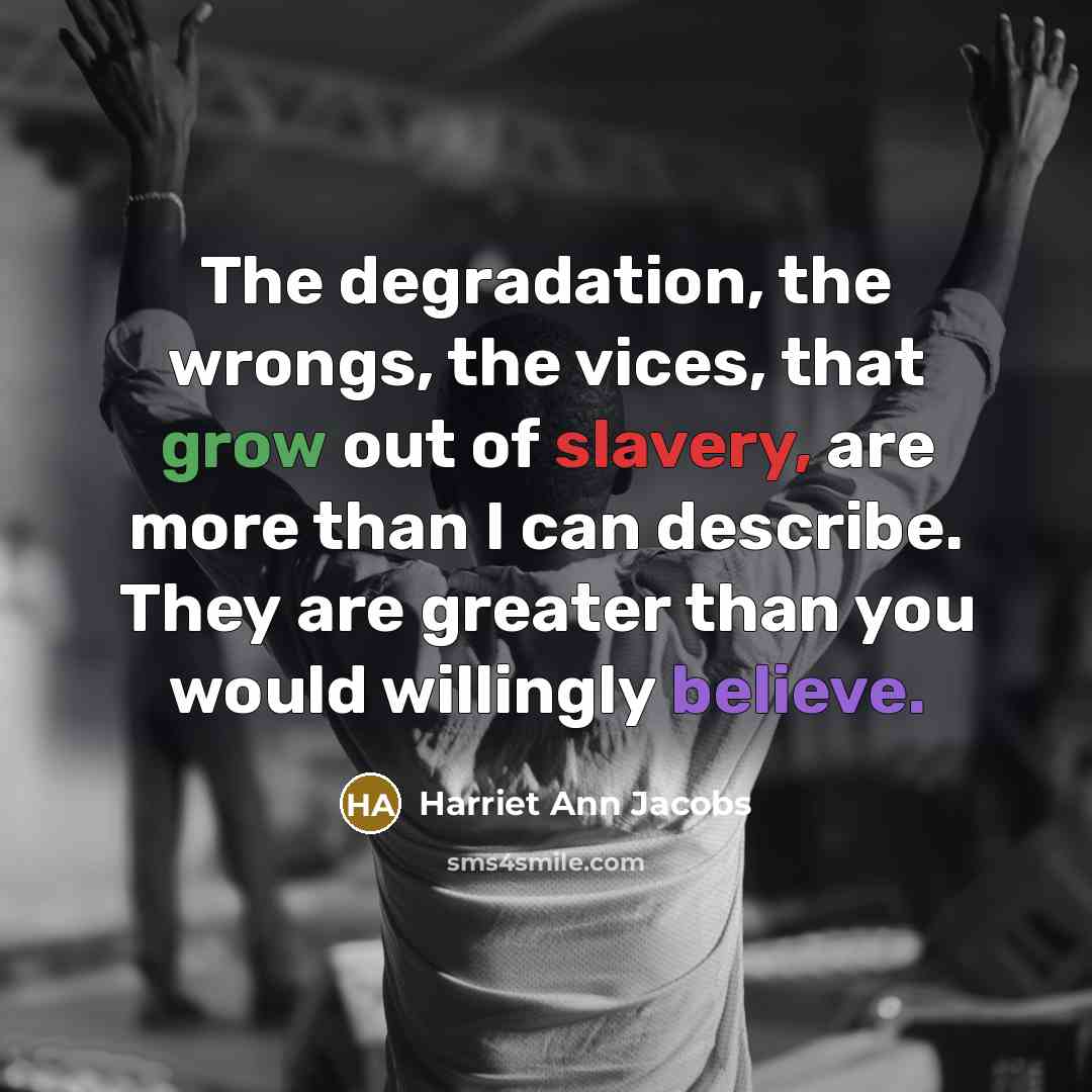 “The degradation, the wrongs, the vices, that grow out of…” quote by Harriet Ann Jacobs