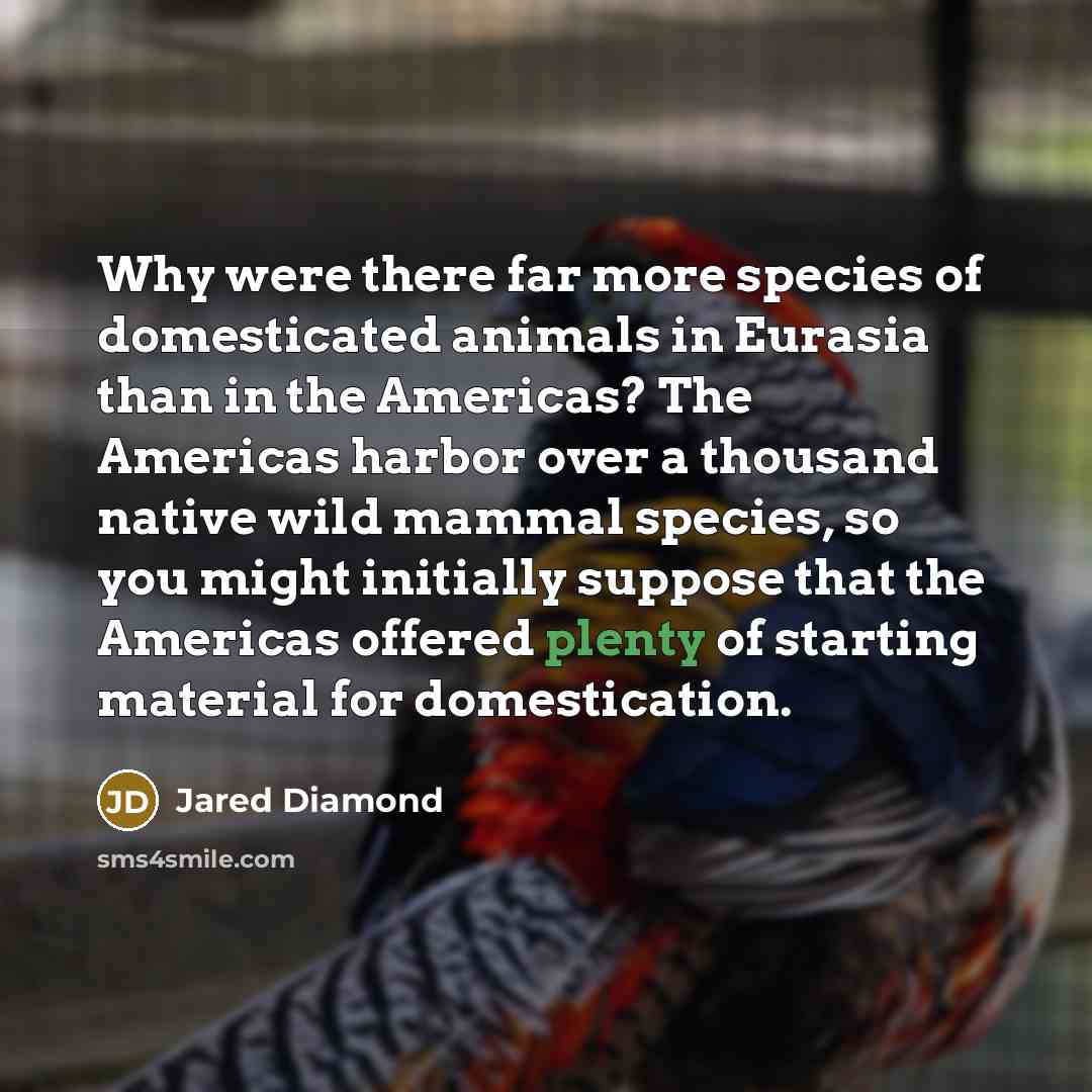 “Why were there far more species of domesticated animals in…” quote by Jared Diamond