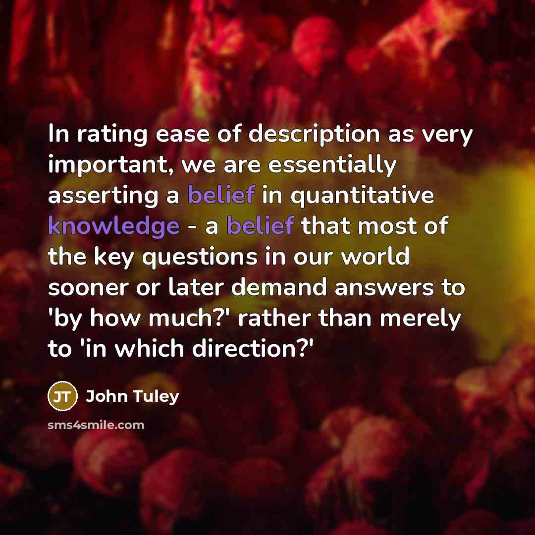 “In rating ease of description as very important, we are…” quote by John Tuley