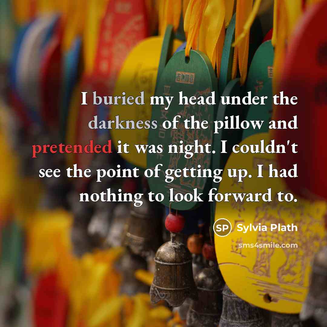“I buried my head under the darkness of the pillow…” quote by Sylvia Plath