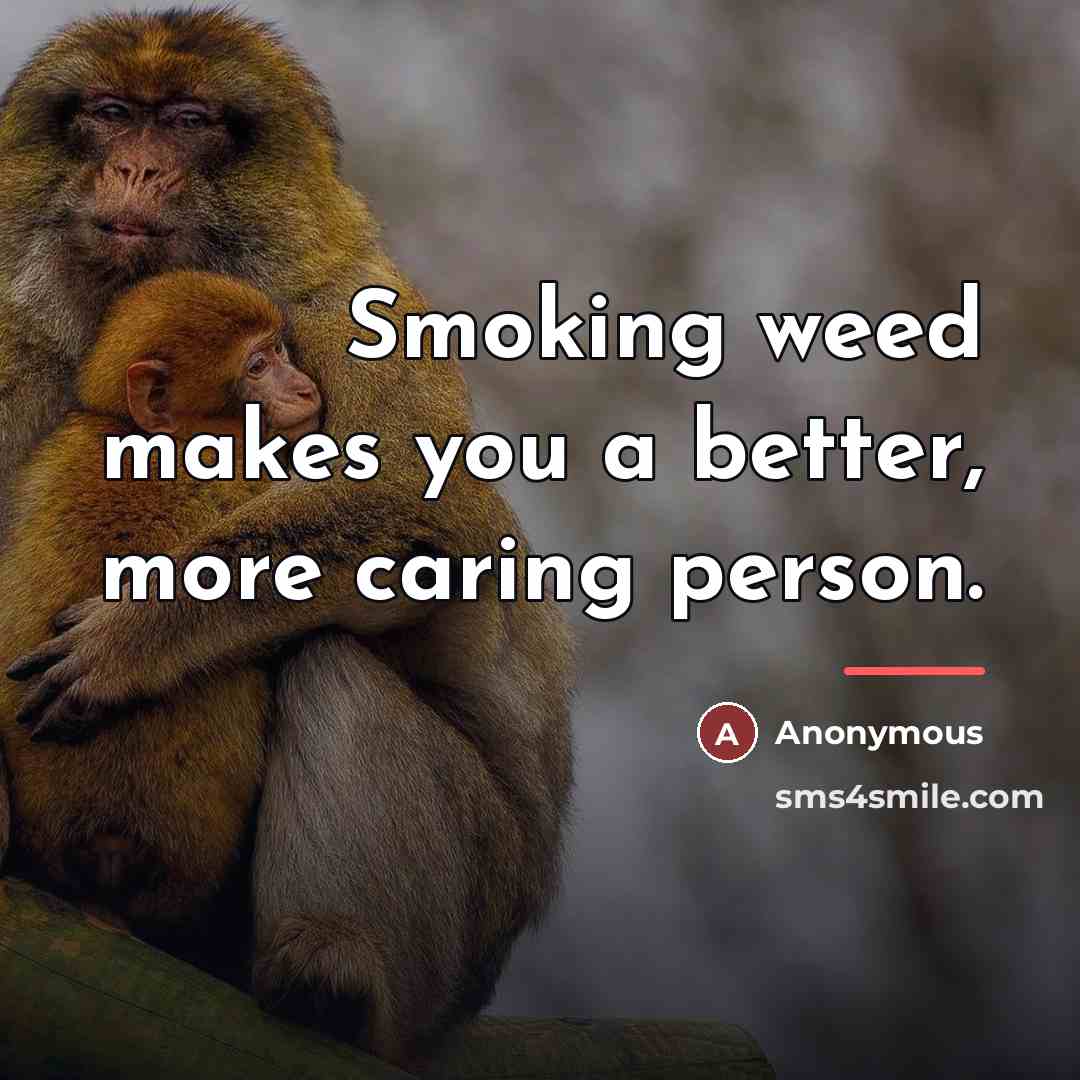 “Smoking weed makes you a better, more caring person.…” quote by Anonymous