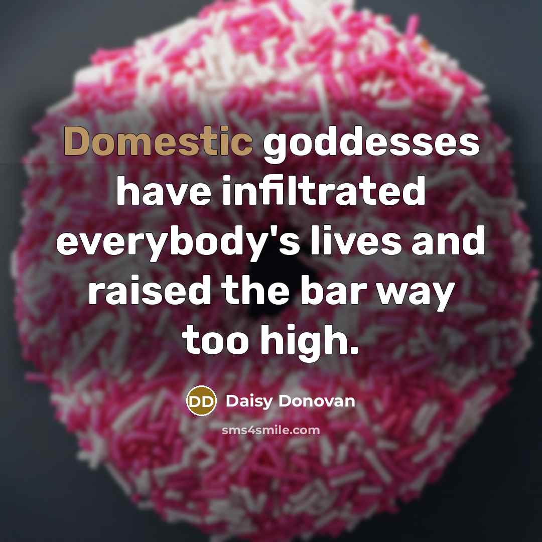“Domestic goddesses have infiltrated everybody's lives and raised the bar way too high.” quote by Daisy Donovan