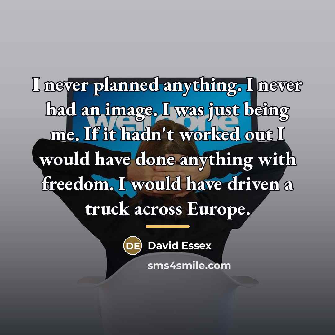 “I never planned anything. I never had an image. I…” quote by David Essex