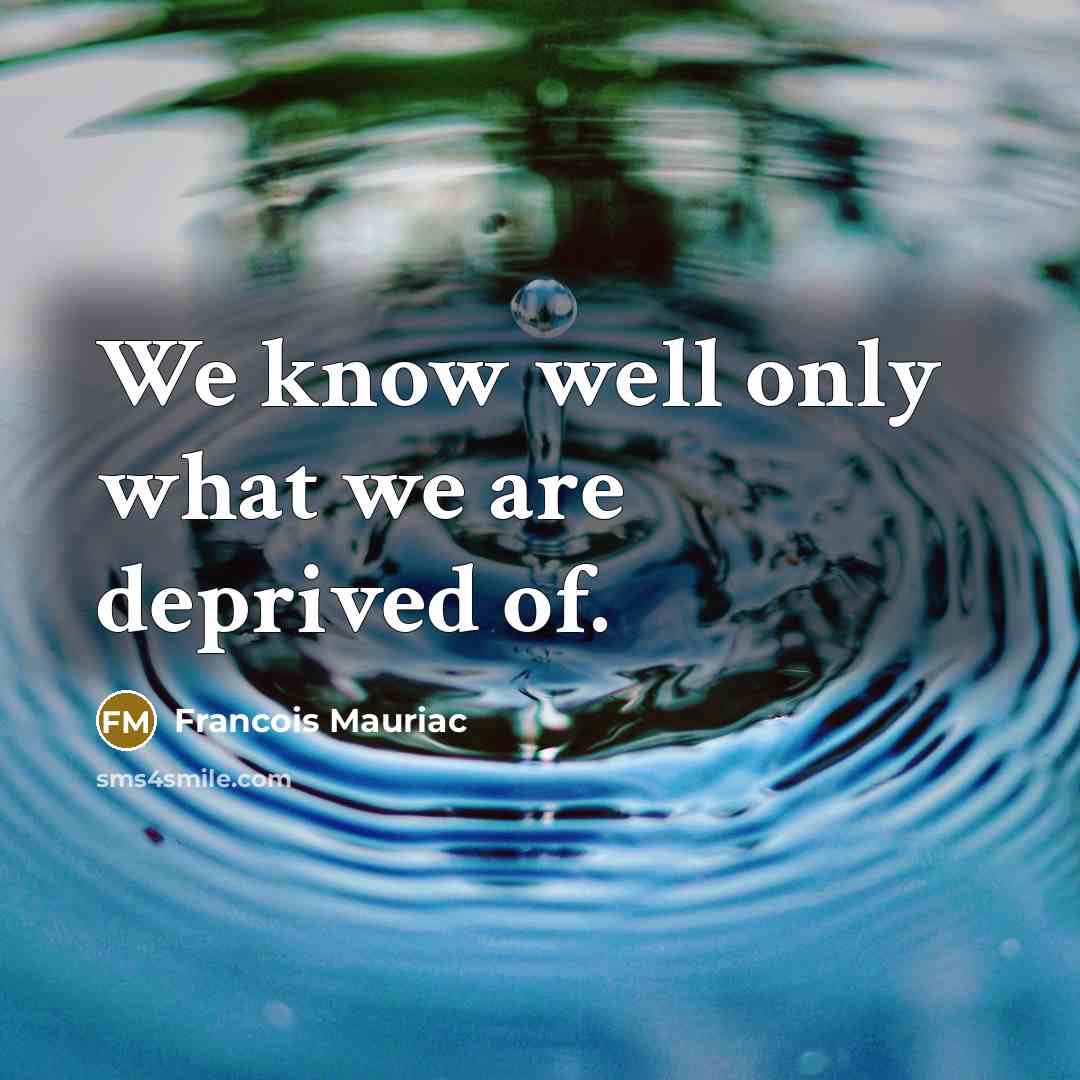“We know well only what we are deprived of.” quote by Francois Mauriac