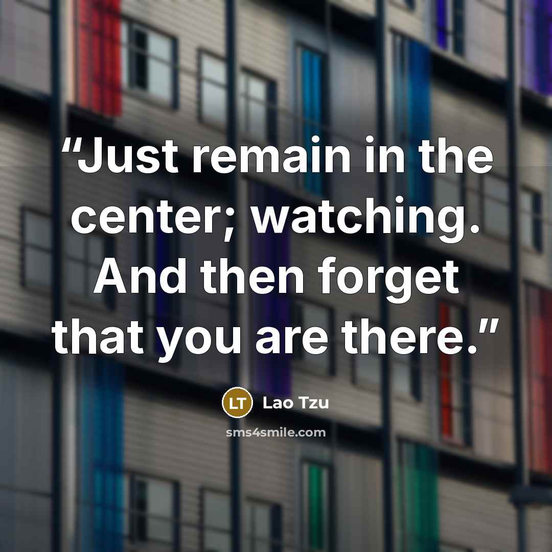 “Just remain in the center; watching. And then forget that you are there.” quote by Lao Tzu