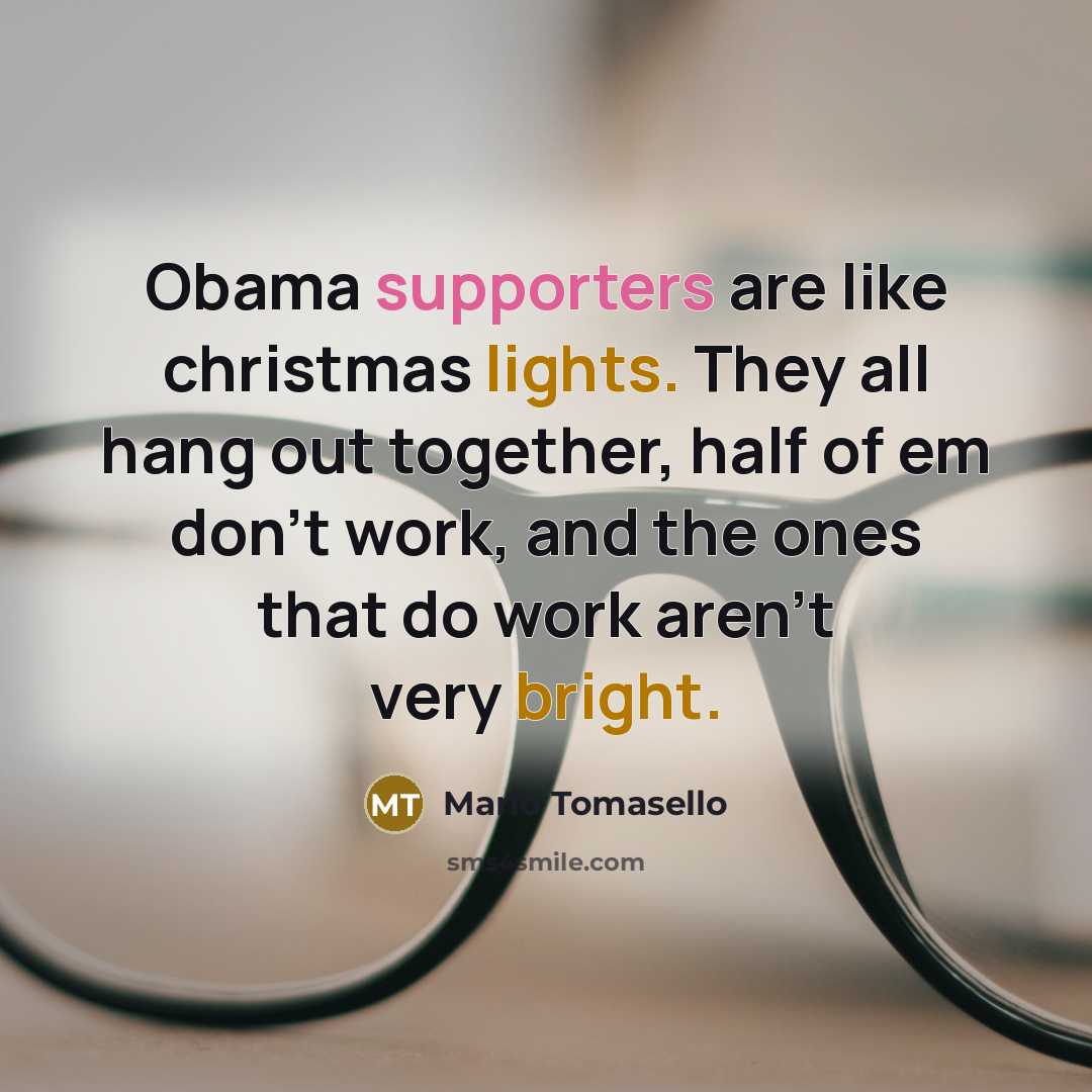 “Obama supporters are like christmas lights. They all hang out…” quote by Mario Tomasello