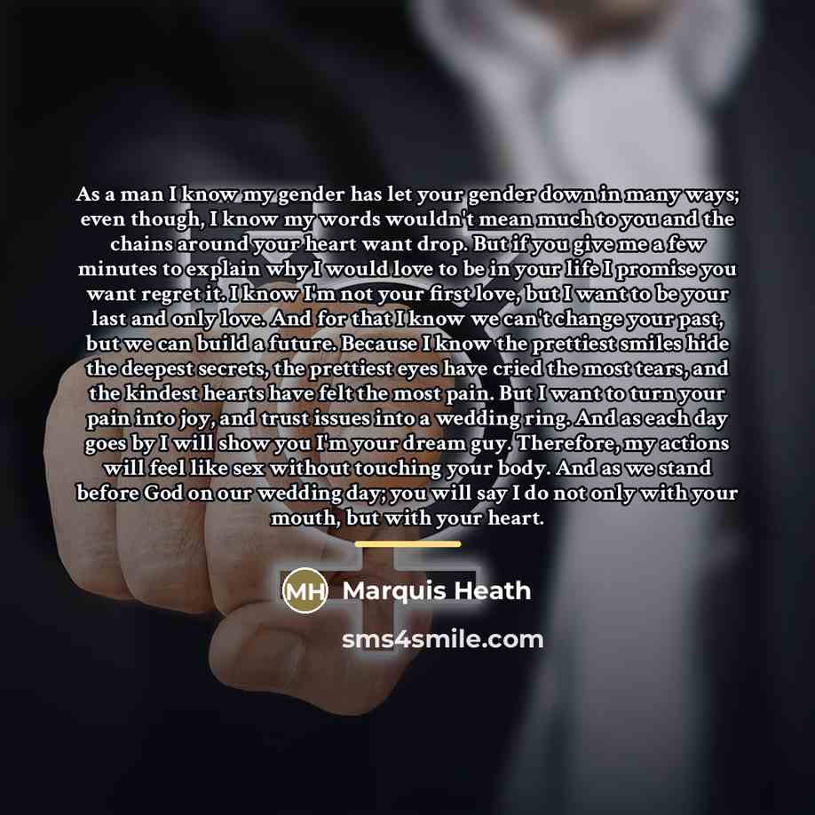 “As a man I know my gender has let your…” quote by Marquis Heath