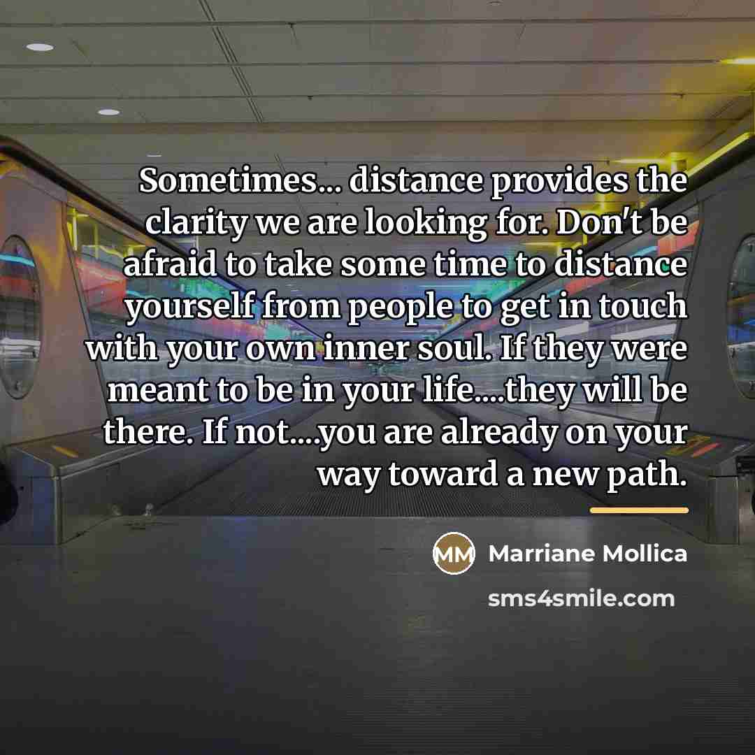 “Sometimes... distance provides the clarity we are looking for. Don't…” quote by Marriane Mollica