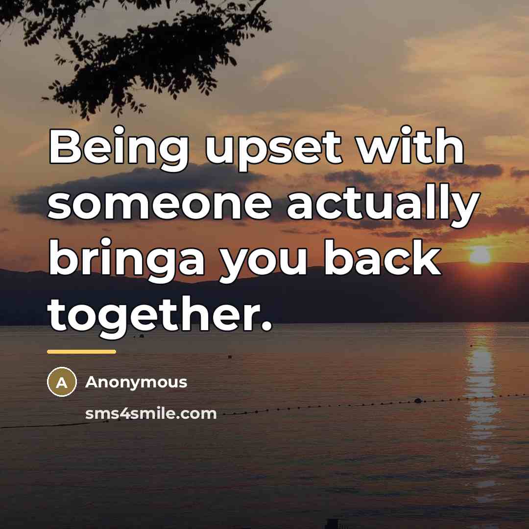 “Being upset with someone actually bringa you back together.…” quote by Anonymous