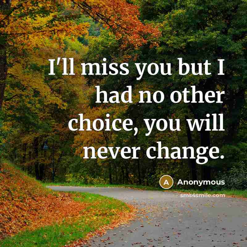 “I'll miss you but I had no other choice, you…” quote by Anonymous
