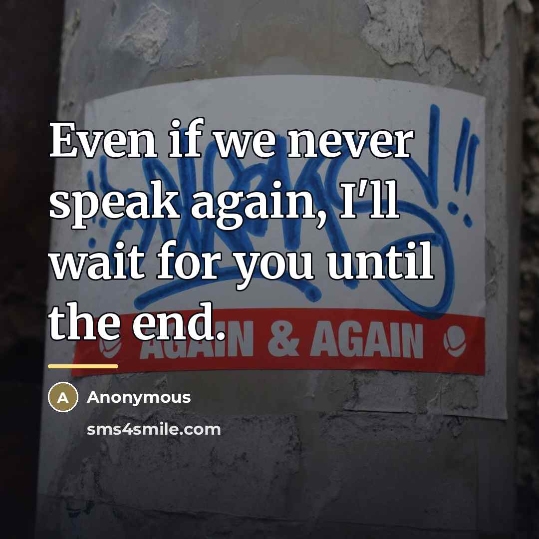 “Even if we never speak again, I'll wait for you…” quote by Anonymous