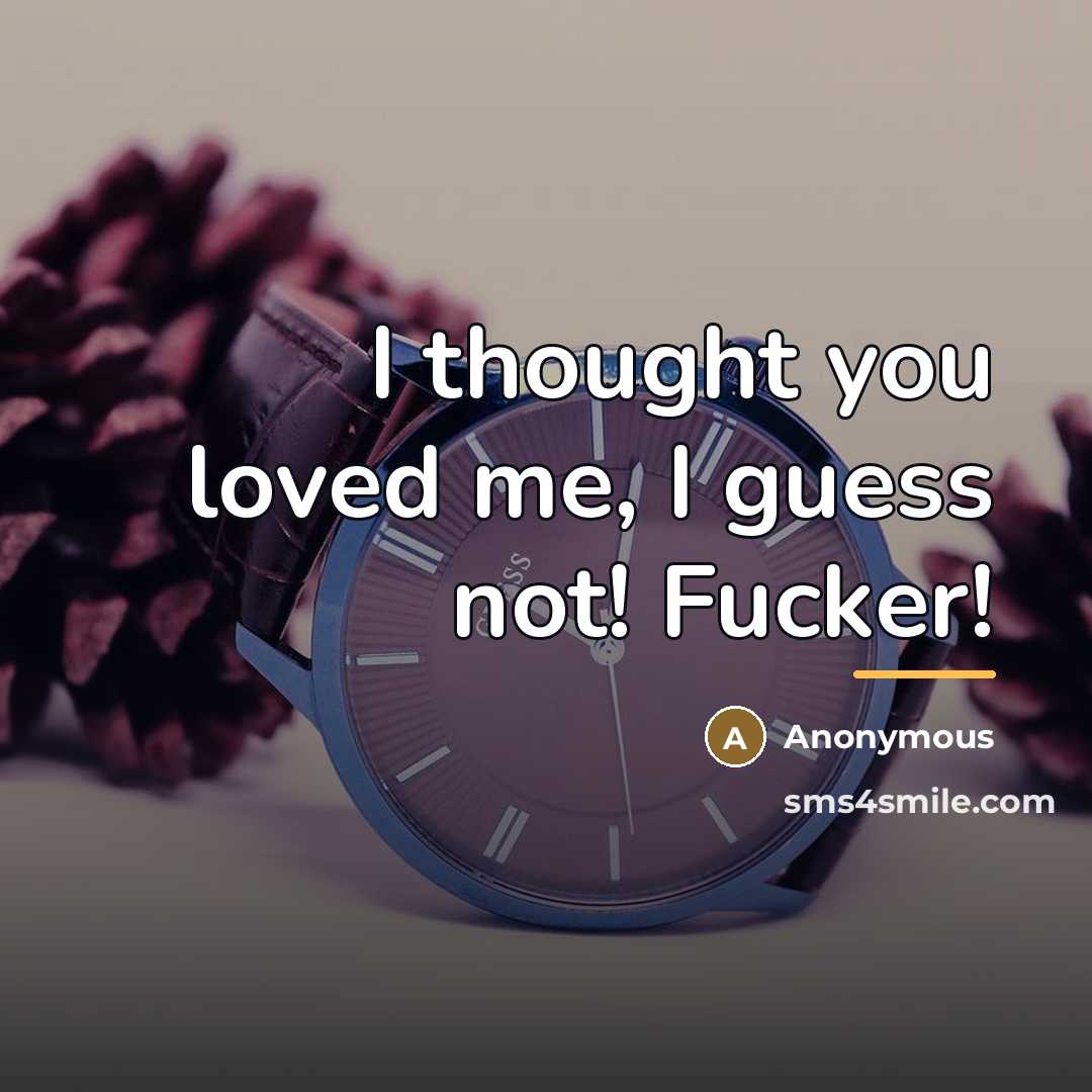 “I thought you loved me, I guess not! Fucker!…” quote by Anonymous
