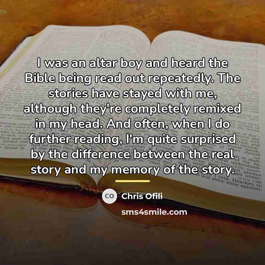 “I was an altar boy and heard the Bible being…” quote by Chris Ofili