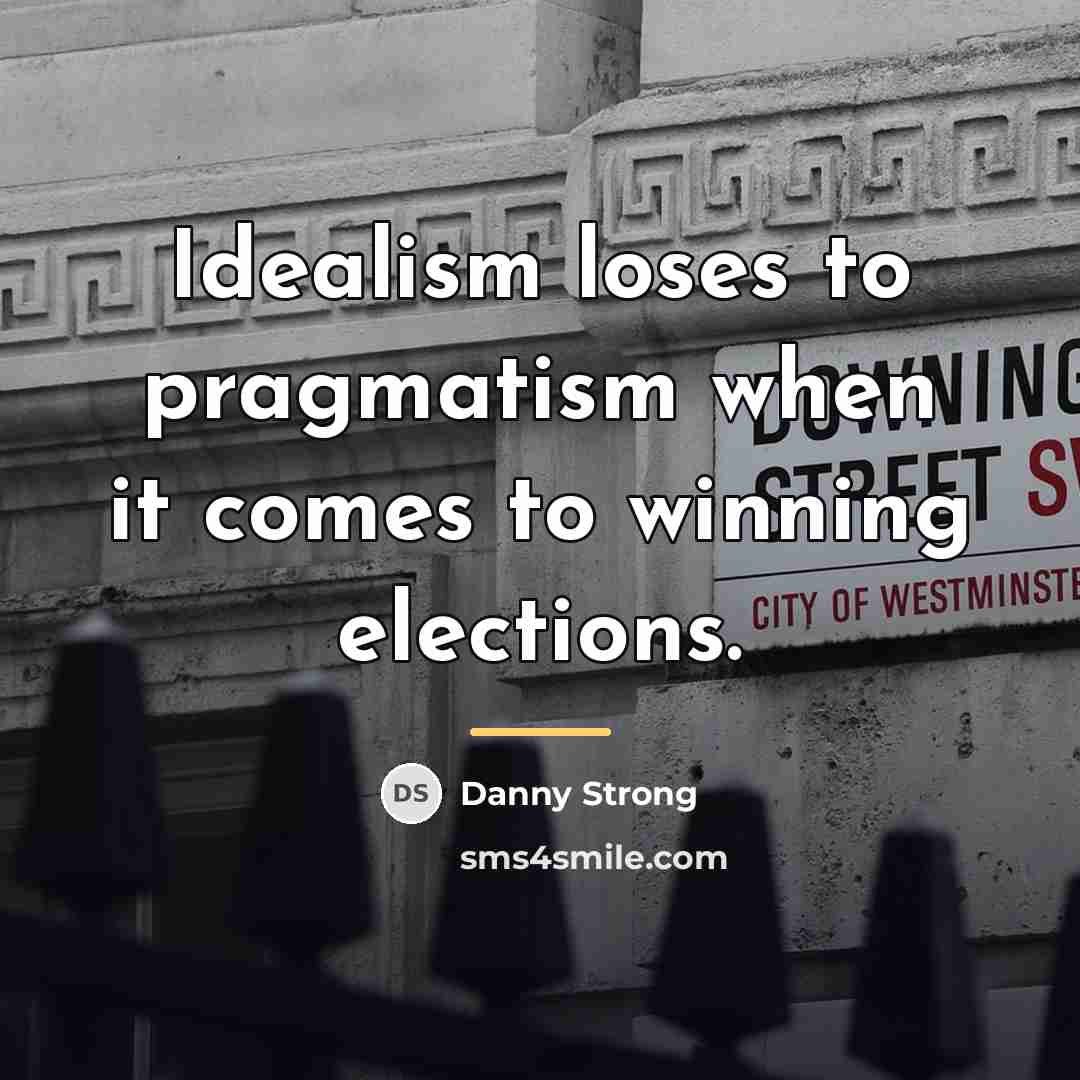 “Idealism loses to pragmatism when it comes to winning elections.…” quote by Danny Strong