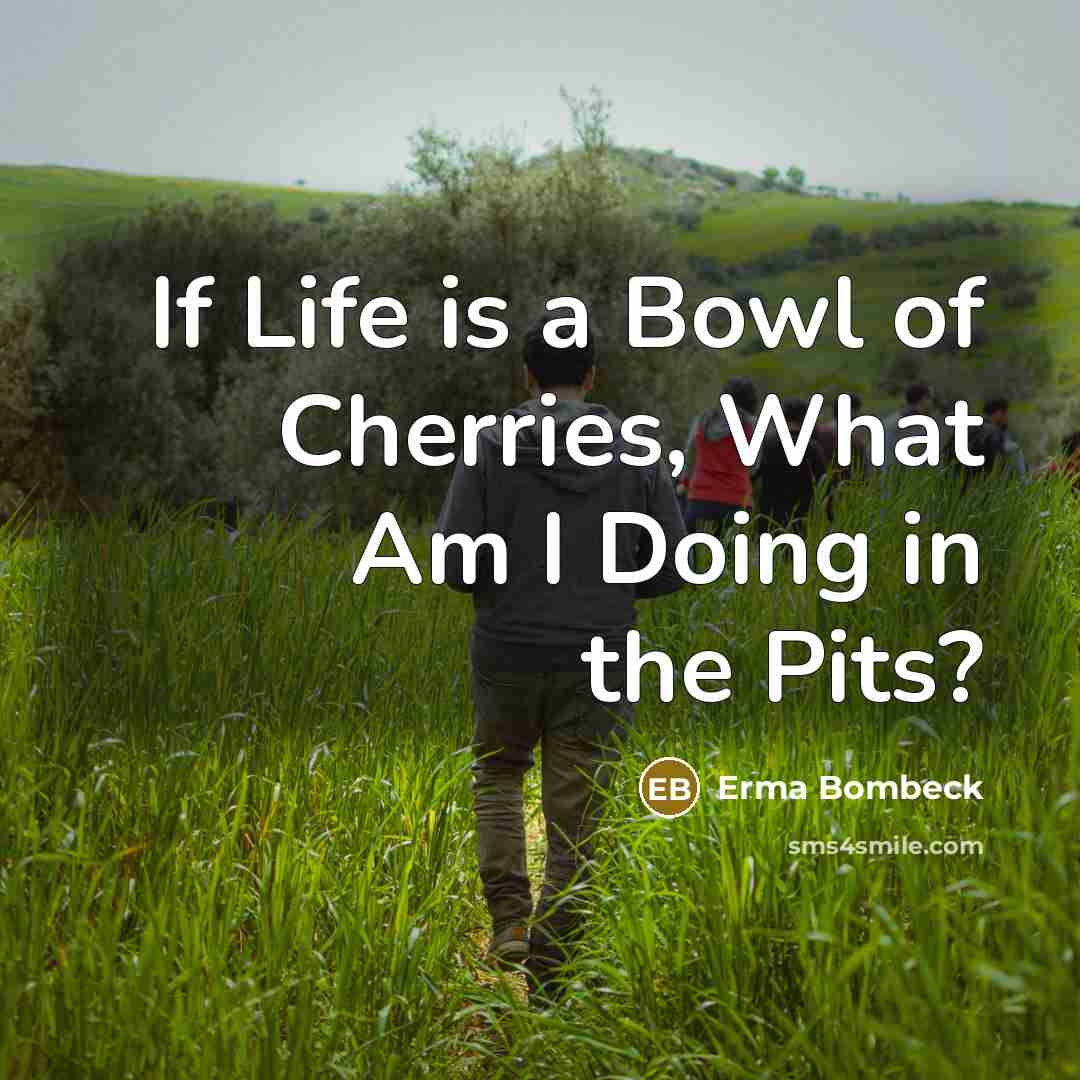 “If Life is a Bowl of Cherries, What Am I…” quote by Erma Bombeck