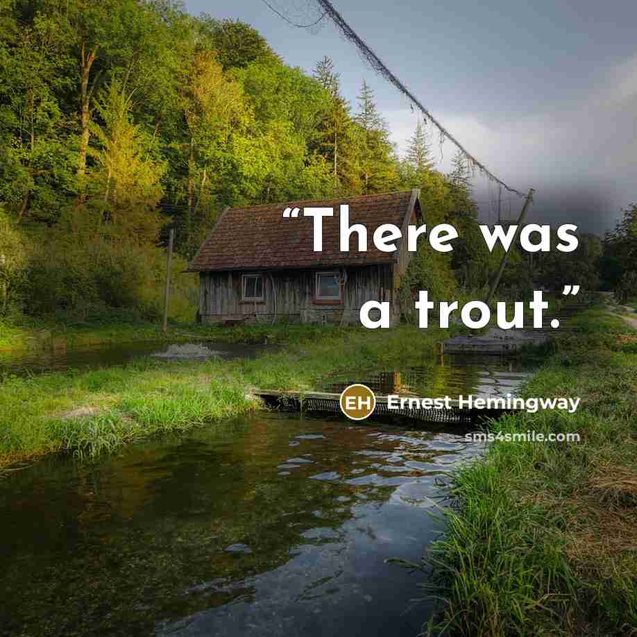 “There was a trout.” quote by Ernest Hemingway