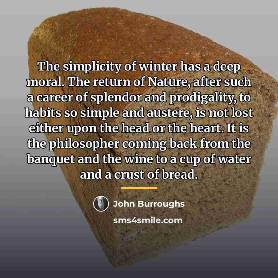 “The simplicity of winter has a deep moral. The return…” quote by John Burroughs