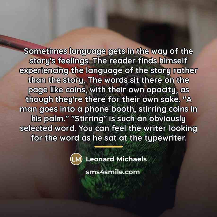 “Sometimes language gets in the way of the story's feelings.…” quote by Leonard Michaels