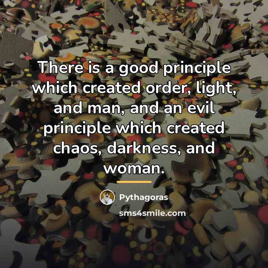 “There is a good principle which created order, light, and…” quote by Pythagoras