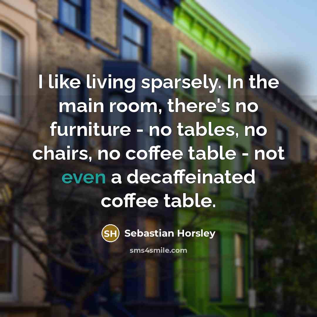 “I like living sparsely. In the main room, there's no…” quote by Sebastian Horsley