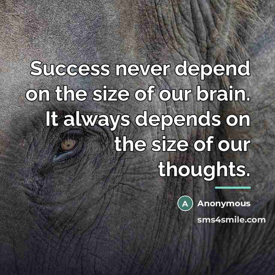 “Success never depend on the size of our brain. It…” quote by Anonymous