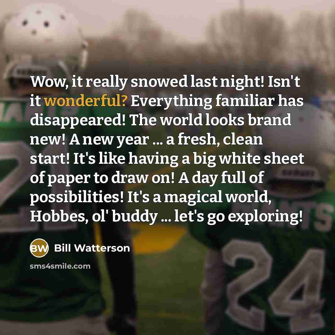 “Wow, it really snowed last night! Isn't it wonderful? Everything…” quote by Bill Watterson