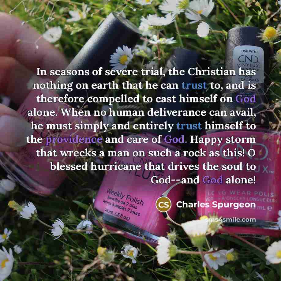“In seasons of severe trial, the Christian has nothing on…” quote by Charles Spurgeon