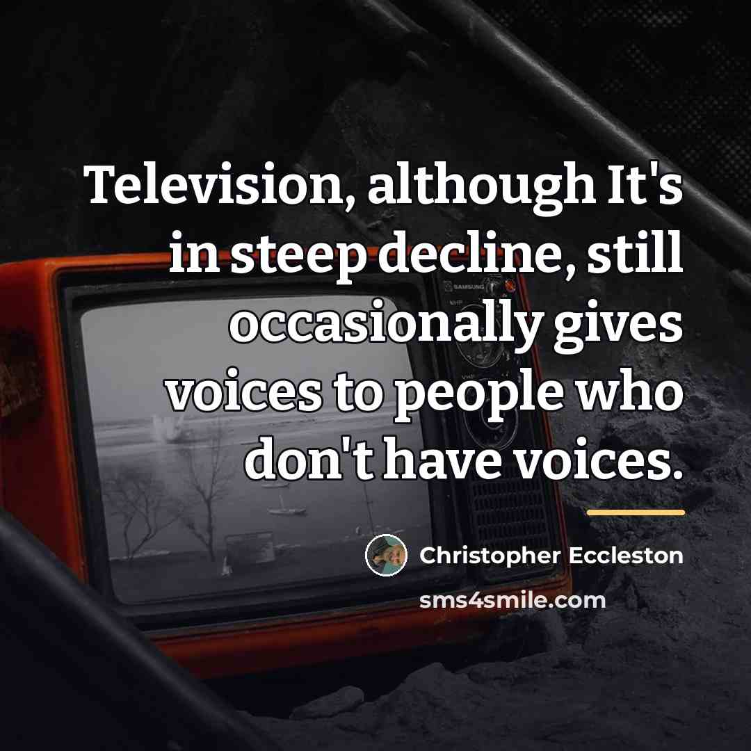 “Television, although It's in steep decline, still occasionally gives voices…” quote by Christopher Eccleston