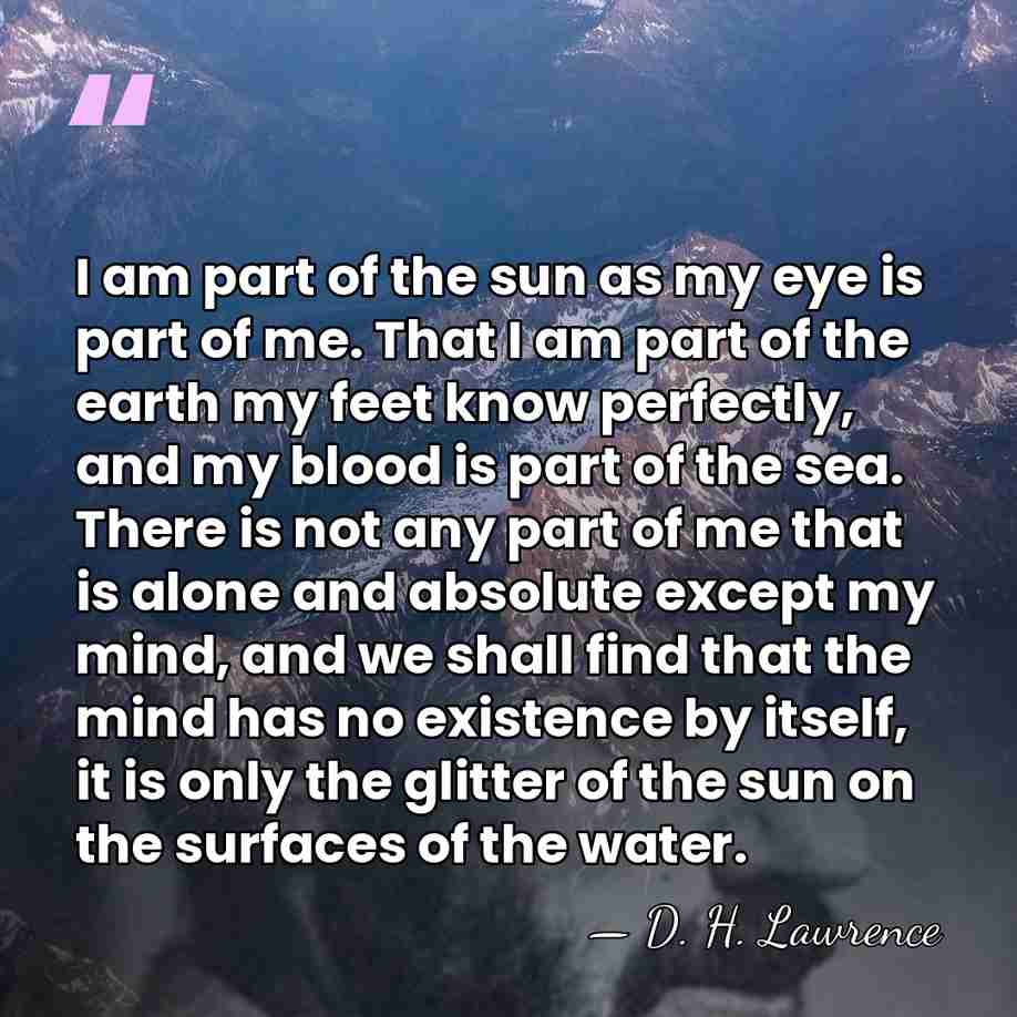 I am part of the sun as my eye is part of&hellip; - D. H. Lawrence