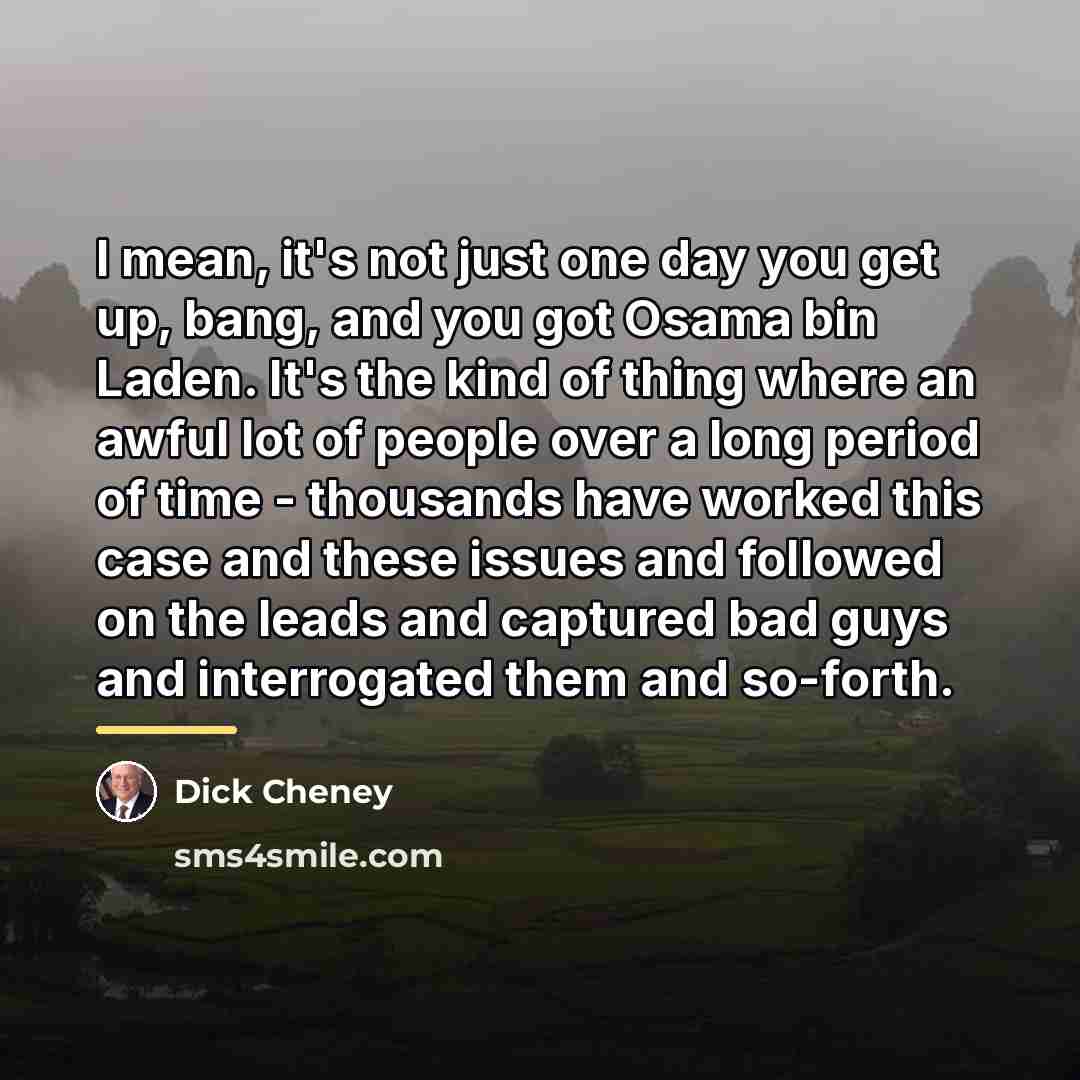 “I mean, it's not just one day you get up,…” quote by Dick Cheney