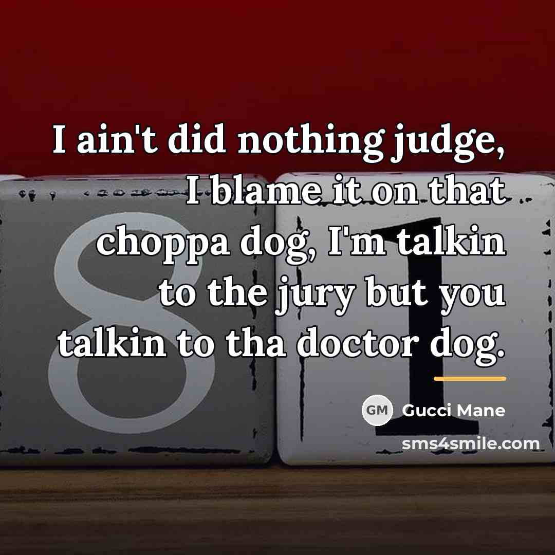 “I ain't did nothing judge, I blame it on that…” quote by Gucci Mane